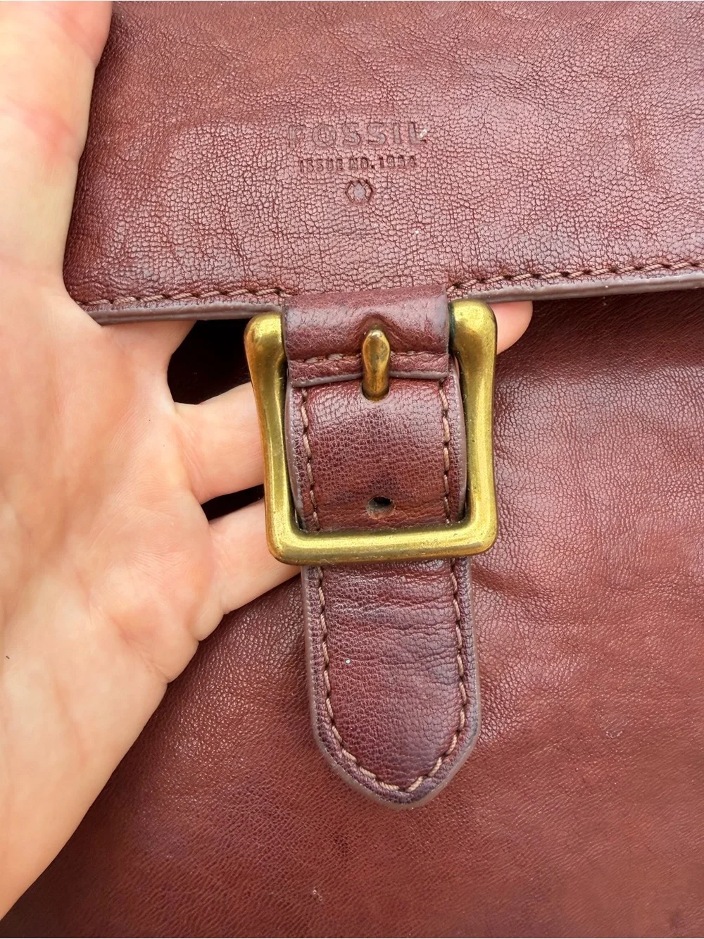 Vintage Fossil Leather Convertible Backpack Tote Burgundy Brown Distressed Bag